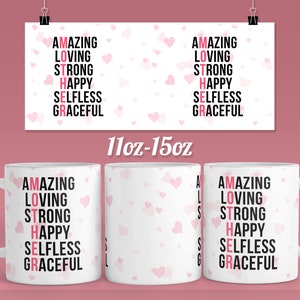Modelo de caneca de dia das mães para sublimação - caneca de 11 e 15 onças - caneca cricut press svg designs de sublimação de caneca Wrap - caneca de mãe PNG design de caneca de mãe