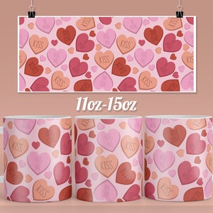 Tasse Saint-Valentin | conception de tasse à café - enveloppe de conception de sublimation de tasse de 11 et 15 oz - modèle de tasse de cadeau de saint valentinTélécharger