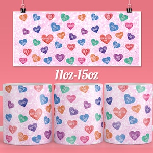 Tasse Saint-Valentin | conception de tasse à café - enveloppe de conception de sublimation de tasse de 11 et 15 oz - modèle de tasse de cadeau de saint valentinTélécharger