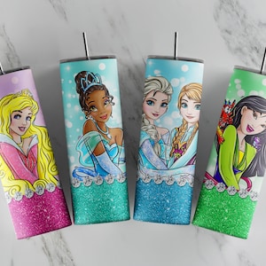 Princess tumbler design |  4 princess Tumbler Wrap design bundle | Digital File 20z skinny tumbler Sublimation | Digital Download | PNG