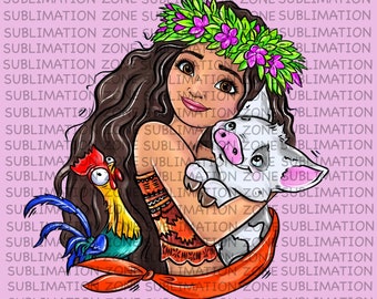 moana Princess clip art, Princess PNG download. princess digital image PNG  for mug, tumbler, sticker or any sublimation design and print