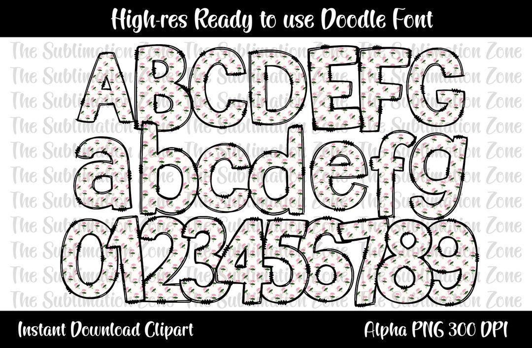 Doodle Alphabet Letters Strawberry PNG Download, 0-9 , A-z, A-Z ...