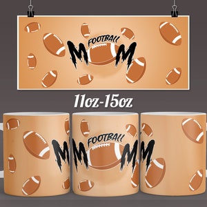 Conception d'enveloppe de tasse de maman de football pour le téléchargement de sublimation | 11 oz 15 oz conceptions de sport de la vie de maman | cricut tasse presse svg | tasse de femme sportive png