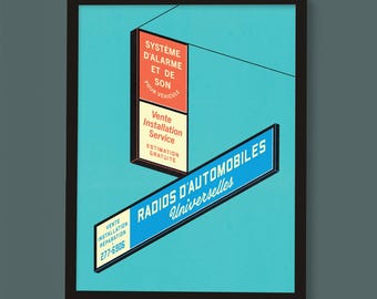 Automobile radio store banner - poster (9x12in)