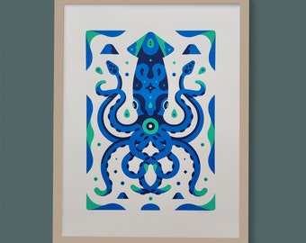Squid - Screenprinted poster 18x24 in