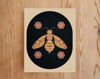 Bee - Screenprint 8x10 in
