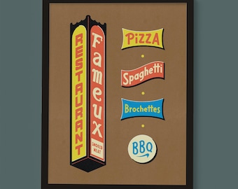 Fameux restaurant store banner - poster (9x12in)
