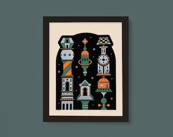 Towers - Screenprint 8x10 in