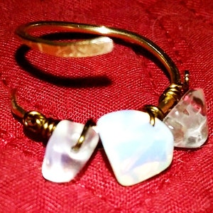 Wrap Ring, Wire Wrap Ring, Opal ite Stone Wire Ring, Gold Wire Wrap Ring