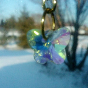 Butterfly Necklace, Iridescent Butterfly Necklace, Minimalist Butterfly Necklace, Crystal Butterfly Pendant Necklace