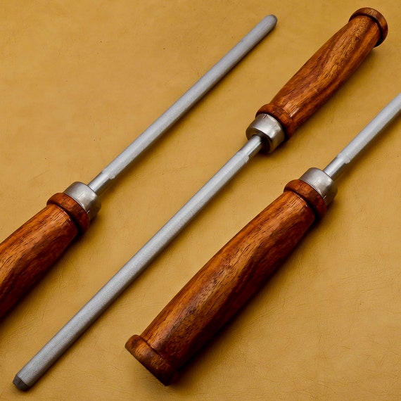 12'' Wood Handle Kitchen Honing Steel Knife Sharpening Steel