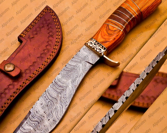 personalize 12" Damascus Hunting Knife, Damascus Fixed Blade Knife, Damascus Ka bar Knife Hand Made Knives Gifts For Men, Outdoor knife
