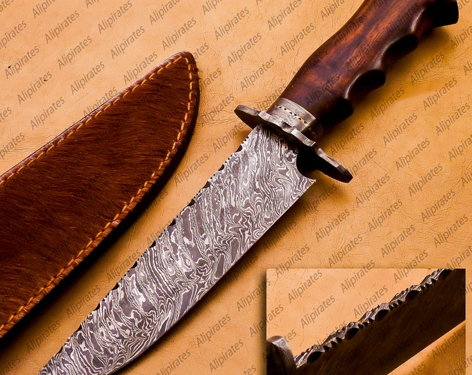customize 12" Dagger Hunting Knife Handmade Damascus Boot Throwing Kunai Knife Fixed Blade Hand Forged Knife  Leather Sheath Gift for Him