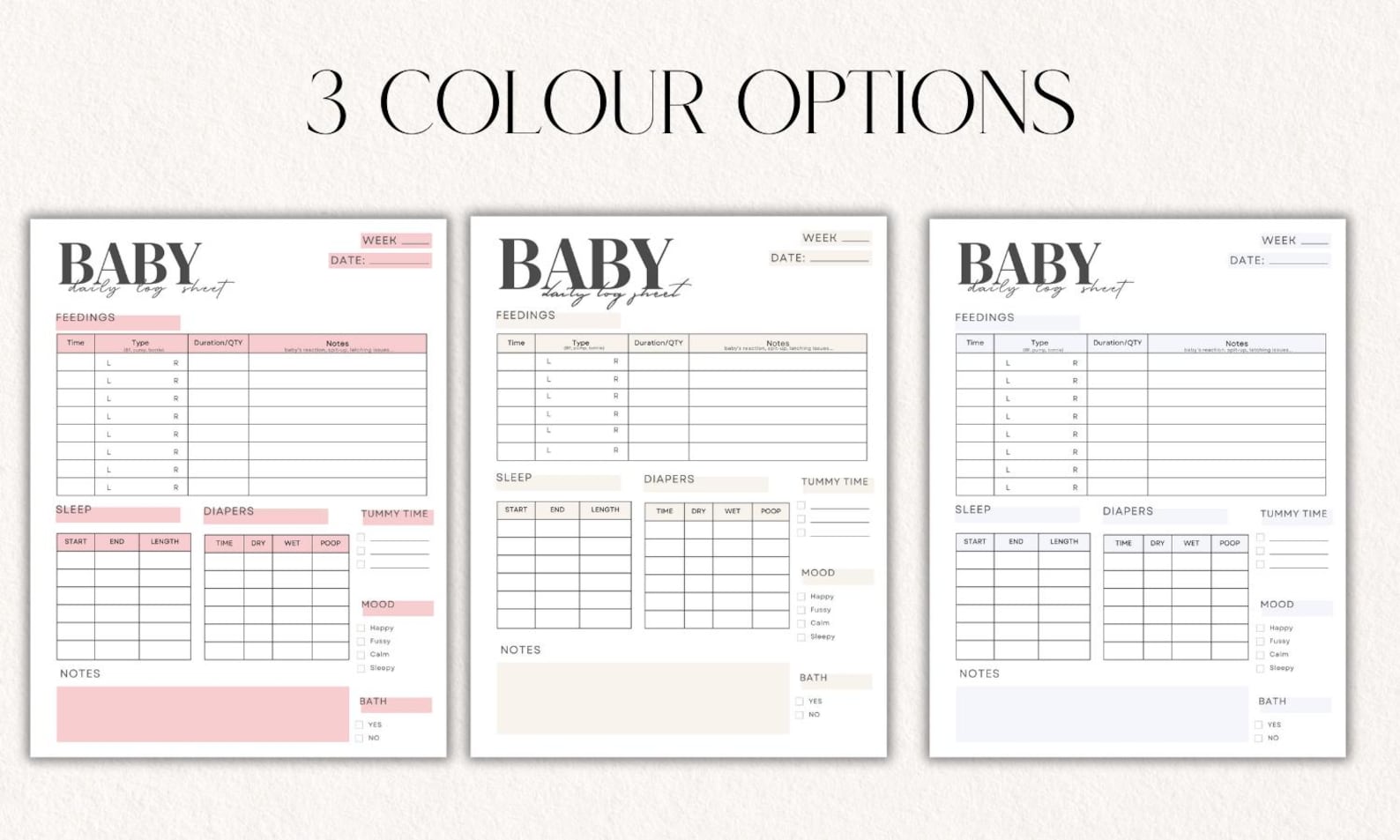 Daily Newborn Log Sheet Printable | Baby Tracker PDF | Feeding Diaper ...
