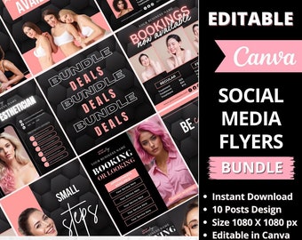 Social Media Posts, DIY Flyer Template Design, Instagram Post, Hair Flyer, Book Now, Pink IG Post Templates, Boss Babe Quotes, Business Post