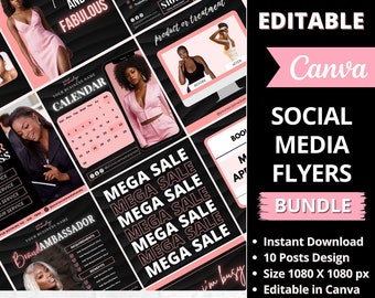 Social Media Flyer Bundle, DIY Flyer Template Design, Hair Bundle Flyers, Beauty Sales Flyers, Instagram Flyers, Premade Business Flyers Set