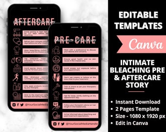 Intimate Bleaching Pre & Aftercare Story, Custom Bikini Brightening Care Card, Printable Pigmentation Post Treatment Care Guide, Card Beauty