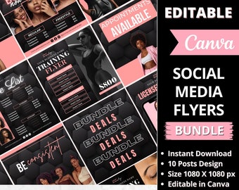 Social Media Posts, DIY Flyer Template Design, Instagram Post, Hair Flyer, Book Now, Pink IG Post Templates, Boss Babe Quotes, Business Post