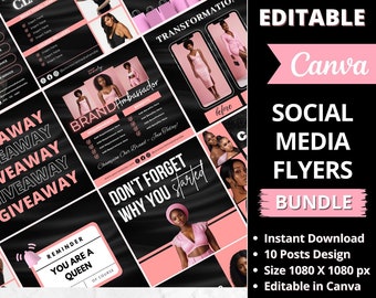 Social Media Flyers Bundle, DIY Calendar Flyer, Lash Tech, Braids Flyer Template, Book Now Flyer, Hair Price List, Esthetician Beauty Bundle