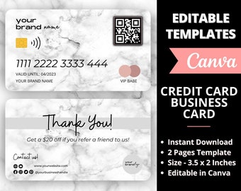 Credit Card Styled Business Card, Business Card with QR Code, Credit Card Style, DIY Business Card, Credit Card Design, Influencer Cards