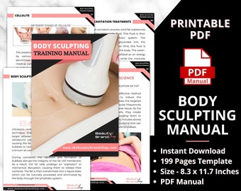 Body Sculpting Manual, Body Contouring PDF Training Manuals, RF Radiofrequency, Ultrasonic Fat Cavitation Lipo Laser & Vacuum Therapy Manual