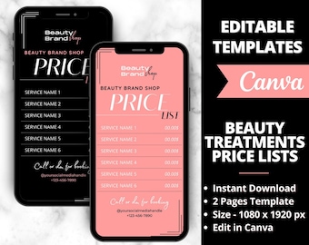 Plantilla editable de lista de precios de Instagram, lista de precios de historias de Instagram, lista de precios de historias de IG, aspectos destacados de historias de Instagram, plantillas de historias, lista