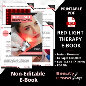 赤色光療法の電子書籍、スキンケア療法、LED 美容療法、エステティシャンのフェイシャル トリートメント、編集不可の PDF 電子書籍、RLT トレーニングの電子書籍