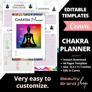 Chakra Journal, Chakra Meditation, Chakra Planner, Chakra Workbook, Chakra Quick Guide, Spiritual Planner, Crystal Journal, Canva Journal