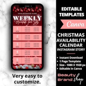 Julkalender för lediga tider IG Story, Flyer för lediga tider, Bokningar december Instagram Story, Boka nu, Flyer för bokningar jul