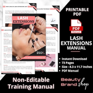 Lash Extension Manual, Eyelash Extensions Training Manual, Eyelashes Extensions Guide, Beauty School Training, Custom Lash Manual, Lash Tech