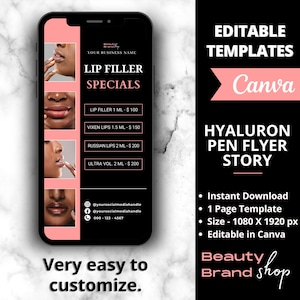 Hyaluron Pen Flyer, DIY Flyer Template Design, Hyaluron Pen Training Flyer, Hyaluron Pen Academy, Premade Lip Filler,  Course Business Flyer