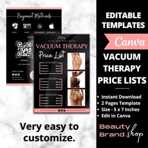Vacuum Therapy Price List,  BBL Vacuum Therapy Flyer Template, Vacuum Therapy BBL & Breast Lift, Instagram Brazilian Butt Lift Cupping Flyer