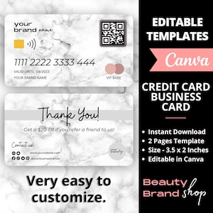 Carte de visite de style carte de crédit, Carte de visite avec code QR, Style carte de crédit, Carte de visite à faire soi-même, Modèle de carte de crédit, Cartes d'influence