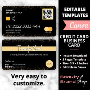 Carte de visite de style carte de crédit, Carte de visite avec code QR, Style carte de crédit, Carte de visite à faire soi-même, Modèle de carte de crédit, Cartes d'influence
