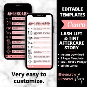 Lash Lift & Tint Nazorg Verhaal, Bewerkbaar Lash Visitekaartje, Lash Extension Card, Wimperverzorgingskaart, Lash Business Care Card Template