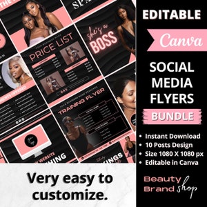 Social Media Flyer Bundle, DIY Flyer Template Design, Hair Bundle Flyers, Beauty Sales Flyers, Instagram Flyers, Premade Business Flyers Set