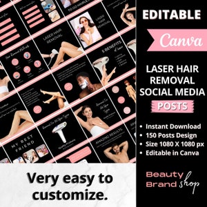 Laser Hair Removal Instagram Posts Templates, Hair Removal Posts, Waxing Instagram Posts, Esthetician Instagram Templates, Waxing Quotes