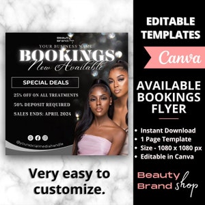 Editable Book Now Flyer, DIY Appointments Available Template, Premade Flyer Template, Hair, Lashes, Make up, Nail, Stylists, Silver Template