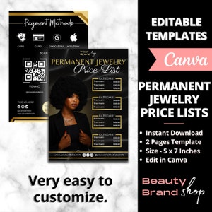 Permanent Jewelry Pricing Sheet, Permanent Jewelry Price Display, Permanent Jewelry Business, Permanent Jewelry Starter Tool, QR Price Lists