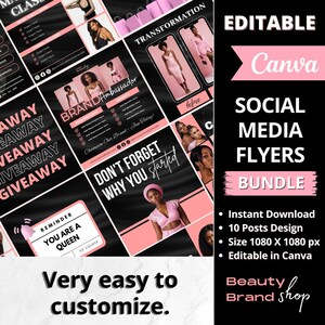 Social Media Flyers Bundel, DIY Kalender Flyer, Lash Tech, Vlechten Flyer Template, Boek nu Flyer, Haarprijslijst, Schoonheidsspecialiste Schoonheidsbundel