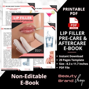 Lip Filler Pre-care & Aftercare E-Book, Lip Fillers Care Guide, Lip Fillers Pre-care Technique, Digital Lip Filler Aftercare for Esthetician