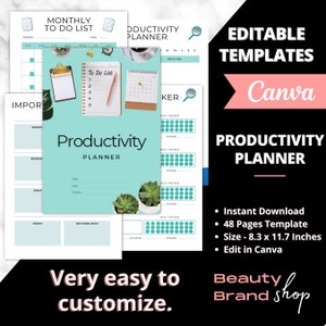 Productivity Planner, Productivity Journal, Productivity Template, Social Media Planner, Productivity Content, Digital Productivity Planner