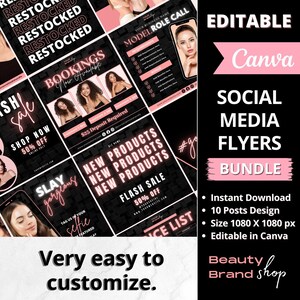 Social Media Flyer Bundle, 10 Social Media Posts, Beauty Sale Flyer, Instagram Flyers, Premade Business Flyer Set, DIY Flyer Template Design