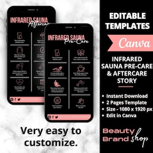 Infrared Sauna Precare and Aftercare Story, Detox Sauna Story Templates, Sauna Instagram Story Templates, Infrared Sauna Aftercare Treatment