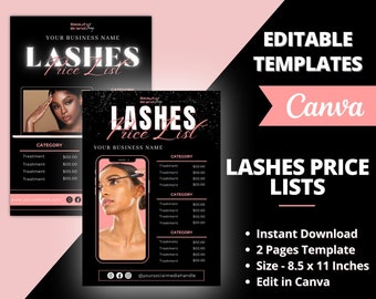 LASHES Price List, DIY Flyer Template Design, Pricelist Flyer, Pricing Guide Sheet, Premade Salon Business Flyer, Digital Template Pricelist