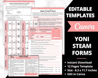 Yoni Steam Forms, Yoni Steam treatment consent forms, Vajacial Consultation Form, Vajacial Forms, V-Steam Consent Forms, Esthetician Forms