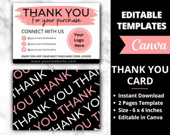 Thank You Card, DIY Marketing Cards Template Design, Neon Hair Business Cards, Lash Thank you Cards, Thank You For Order Packaging Insert