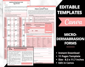 Mikrodermabrasion-Formulare, bearbeitbares Mikrodermabrasions-Formular, Mikrodermabrasions-Techniker, anpassbares Mikrodermabrasions-Einwilligungsformular