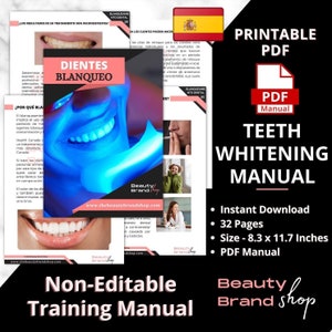 Espagnol - Manuel de blanchiment des dents, Manuel de formation sur le blanchiment des dents, Guide de blanchiment des dents, Entreprise dentaire de blanchiment des dents, LED Blanchiment des dents