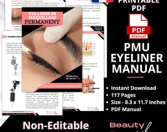 French Version - PMU Eyeliner Manual , PMU Eyeliner Training Manual, PMU Courses, Eyeliner Tattooing, Permanent Makeup , Eye Mapping Guides
